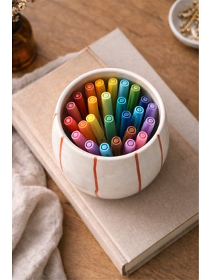 BRANDSMITHS Kırmızı Çizgili Seramik Bardak