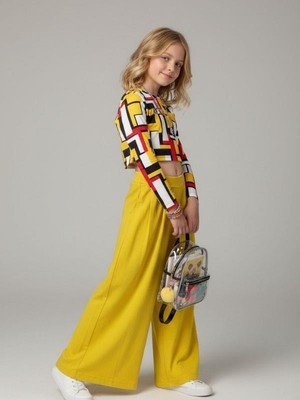 Zekids Kız Çocuk Bol Paça Rahat Kesim Pantolon