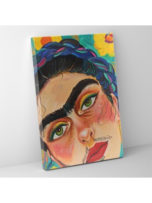 Popcas  Frida Kahlo Tarzı Kanvas Tablo - Duvar Sanatı