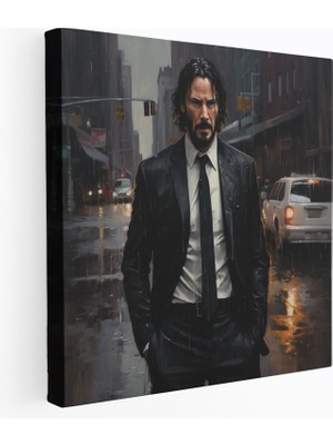 Popcas  John Wick Kanvas Tablo - Yağmurlu Şehir Sokakları - John Wick Ev Dekorasyonu Duvar Dekorasyonu Yoğunluk