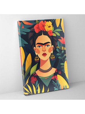 Popcas  Frida Kahlo Tarzı Kanvas Tablo - Ev Dekorasyonu Için Duvar Sanatı