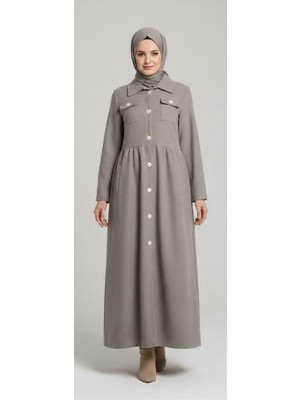 Moda Mia Tesettür Giyim Belden Büzgülü Pardesü