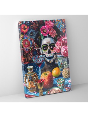 Popcas  Frida Kahlo Tarzı Kanvas Tablo - Ev Dekorasyonu Kanvas Duvar Sanatı