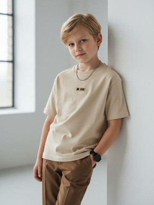 Zekids Erkek Çocuk Basic Minimal Detaylı Triko T-Shirt