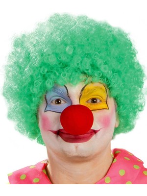 İsmiyle Al Yeşil Renk Kıvırcık Afro Palyaço Seti