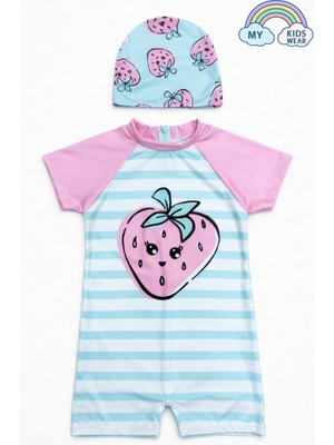 My Kids Wear Kız Çocuk Boneli Fermuarlı Plaj Mayosu 2-8 Yaş 12561