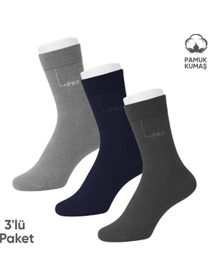 Pro Çorap Pamuklu Erkek Soket Çorap - 3 Çift - Dikişsiz - Eyfel - 16656 - Set 3