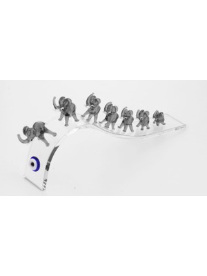 Es Dekor Büyük Kristal Yedili Fil Koyu Gri 26X4X10CM