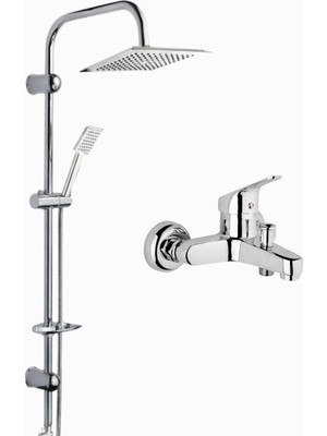 Krom Renk Baston Borulu Lavabo-Eviye-Banyo-Duş Robot-Duş Sistemleri 2'li Setler