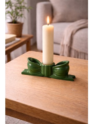 BRANDSMITHS Yeşil Kurdele Şamdan Mumluk