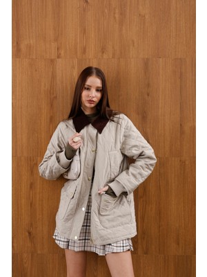 Hope And Me Oversize Kapitone Kadife Yaka Astarlı Mont