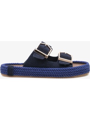 Halsal Kadın Terlik - Lacivert  Süet