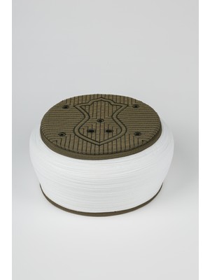 Sarıkhane Namaz Sarığı - Beyaz Kumaş - Yeşil Takke - Yuvarlak Sarım - Nâli Şerif - 5 Metre