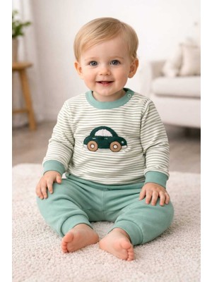 Tenra Kabartma Araba Baskılı Bebek Takım Alt Üst %100 Pamuk