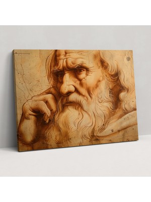 Popcas  Düşünceli Adam Leonardo Da Vinci Duvar Sanatı - Leonardo Da Vinci Kanvas Tablo Duvar Sanatı Ev Dekorasyonu