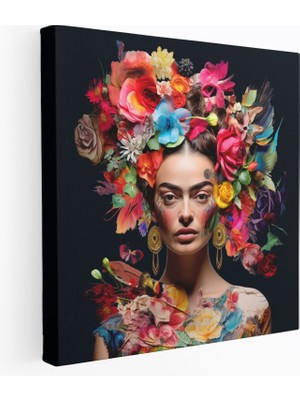 Popcas  Frida Kahlo Temalı Duvar Dekorasyonu Kanvas Tablo - Frida Kahlo Kanvas Tablo Kolaj Sanat Eseri