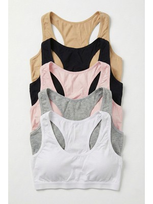 Underwear Bodyway 5'li Fırsat Paketi- Pedli Sporcu Sütyeni - Pamuklu Yüzücü Model Yarım Atlet Büstiyer Seti