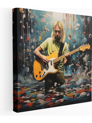 Popcas  Kurt Cobain Duvar Dekorasyonu - Gerçeküstü Kanvas Tablo - Surrealist Manzara Fantastik Dokunuş