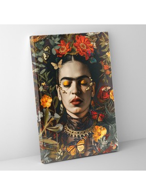 Popcas  Frida Kahlo Tarzı Duvar Sanatı - Duvar Dekorasyonu Kanvas Tablo Sanatı