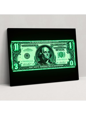 Popcas  Amerikan Express Duvar Dekorasyonu Neon Amerikan Doları Kanvas Tablo Canlı Renkler