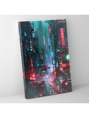 Popcas  Neon Şehir Manzarası Andy Warhol Kanvas Tablo Duvar Dekorasyonu