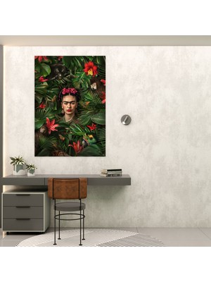 Popcas  Egzotik Frida Kahlo Tarzı Duvar Sanatı - Frida Kahlo Kanvas Tablo Duvar Dekorasyonu