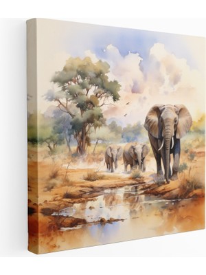 Popcas  Afrika Safarisi Fil Kanvas Tablosu