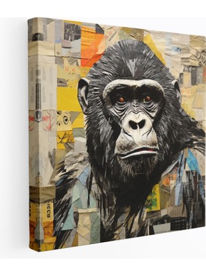 Popcas  Goril Kanvas Tablo - Duvar Dekorasyonu Kumaş Ev Dekorasyonu