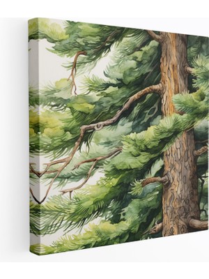 Popcas  Yeşil Çam Duvar Sanatı - Doğal Dokulu Kabuklu Duvar Sanatı Doğa