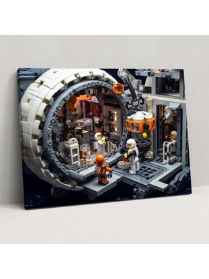Popcas  LEGO Uzay Istasyonu Duvar Sanatı - LEGO Duvar Dekorasyonu Astronotlar Duvar Sanatı