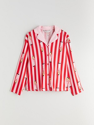 Lc Waikiki Yeni Sezon Gömlek Yaka Desenli Kadın Pijama Üstü