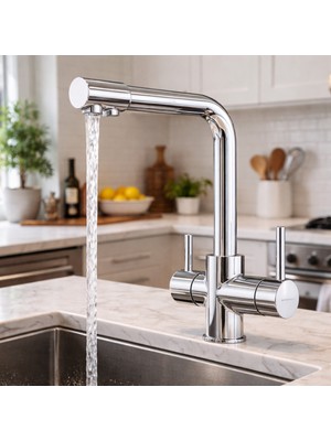 Fulcie Primeflow Pro Üç Yollu Arıtmalı Premium Mutfak Eviye Bataryası Musluğu