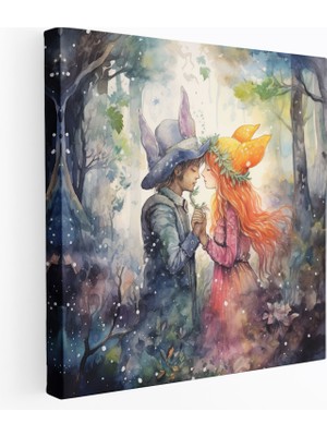 Popcas  Öpücük Kanvas Tablo Sanatı - Duvar Dekorasyonu Masal Hayalperest