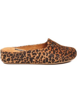 Pierre Cardin Taba Leopar Hafif Tekstil Süet Önü Kapalı Kadın Ev Terliği PC-55371 Z
