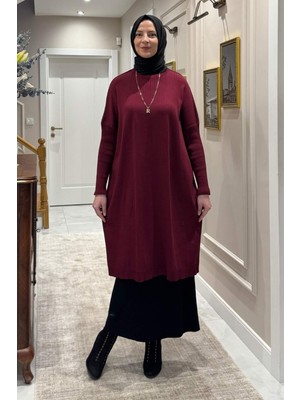 Rabia Şamlı Dora Triko Tunik Bordo