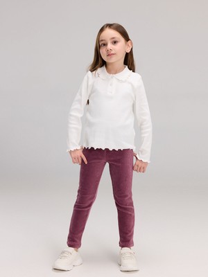 Lc Waikiki Yeni Sezon Beli Lastikli Basic Kız Çocuk Kadife Tayt