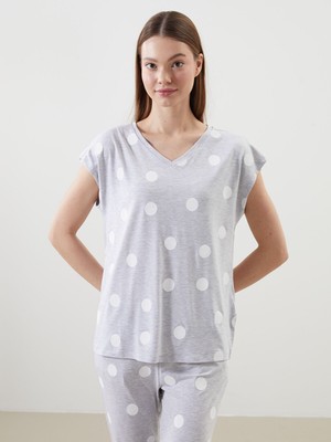 Lc Waikiki Yeni Sezon V Yaka Puantiyeli Kadın Pijama Üst