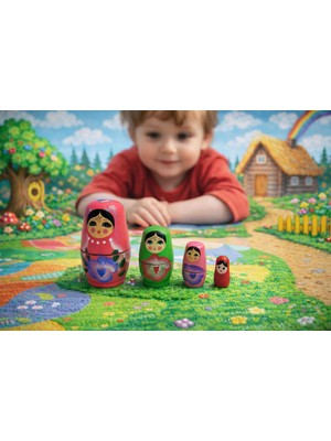 Seymen Bıçakçılık 4’lü Matruşka Bebek Seti | El Yapımı Dekoratif Ahşap Matruşka