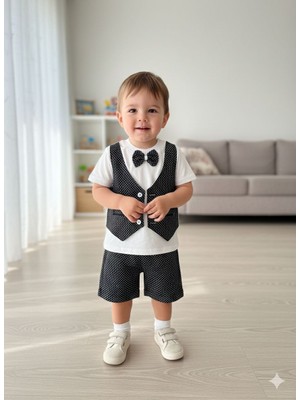 Efemkids 2/5 Yaş Erkek Çocuk Takım Papyonlu Yelekli Çocuk Takımı