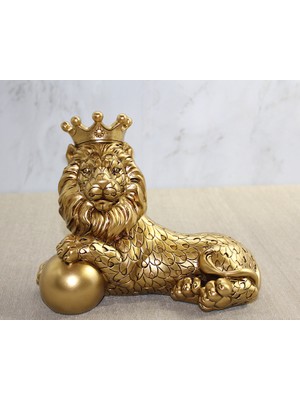 Lowell Home Ieg Polyester Dekoratif Taçlı Aslan Figürü  LWLHMRS-İEG4256
