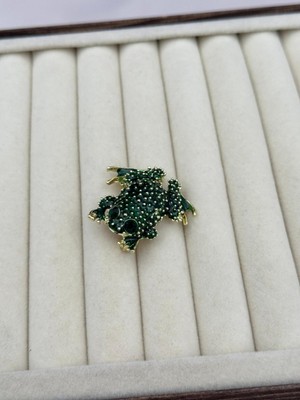 Luseda İthal Yeşil Kurbağa Broş