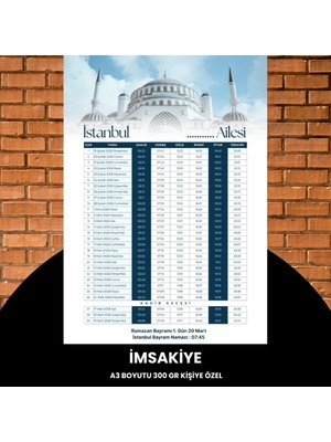 Argesco Mühendislik Ramazan Imsakiyesi - 300 gr - A3 Boyut Kişiye Özel Isimli & Logolu 1 Adet Mavi