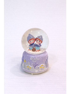 Zeflazerhediyelik Kişiye Özel Sevgili Çocuklar Kar Küresi Kış Temalı Işıklı Dekoratif Kar Küresi (Orta Boy)