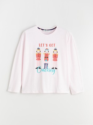 Lc Waikiki Yeni Sezon Bisiklet Yaka Baskılı Kadın Pijama Üstü