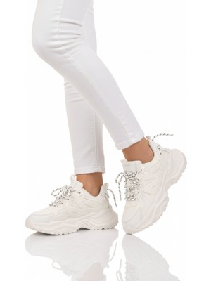 Pierre Cardin Beyaz Hafızalı Taban Hafif Bağcıklı Kadın Spor Ayakkabı PCI-11075 G