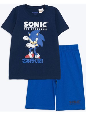 Lc Waikiki Yeni Sezon Bisiklet Yaka Sonic Baskılı Erkek Çocuk Şortlu Pijama Takımı