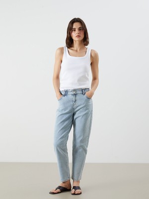 Lc Waikiki Yeni Sezon Beli Lastikli Slim Mom Kadın Jean Pantolon