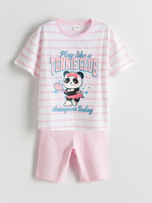 Lc Waikiki Yeni Sezon Bisiklet Yaka Kız Çocuk Şortlu Pijama Takımı