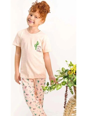 Arnetta Kız Çocuk Kısa Kollu Bisiklet Yaka Kaktüs Desenli Pijama Takım