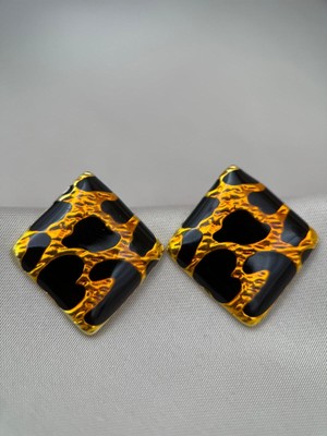 Luseda Mineli Leopar Desenli Kare Küpe